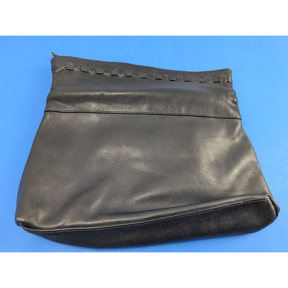 Vintage DeMure Woven Genuine Leather Clutch Purse Hand Bag Blue Black Korea